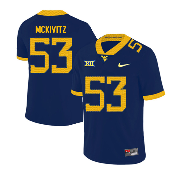 NCAA Men's Colton McKivitz West Virginia Mountaineers Navy #53 Nike Stitched Football College 2019 Authentic Jersey SC23E42TR